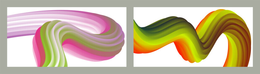 Abstract volumetric background. Cords. set of two illustrations. Toothpaste in a tube. Minimalism. Creative modern background. Cover design, wallpaper, background. eps vector.