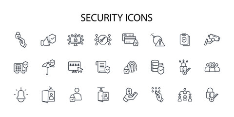 Security icon set.vector.Editable stroke.linear style sign for use web design,logo.Symbol illustration.
