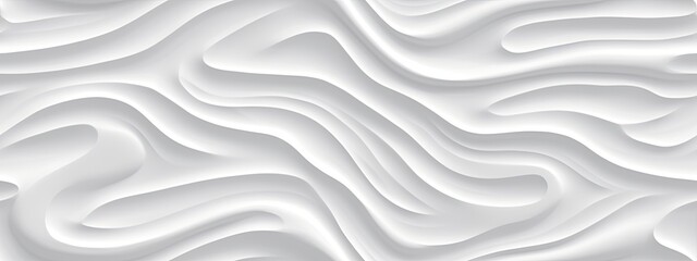Seamless elegant subtle white embossed porcelain background texture. Abstract monochrome light grey minimalist organic wavy stripes, luxury agate pattern - obrazy, fototapety, plakaty