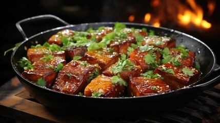 Fototapeta premium The delicious Braised pork belly made by a five-star chef