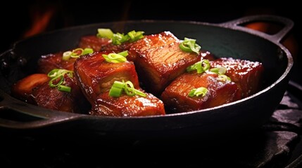 The delicious Braised pork belly made by a five-star chef