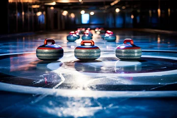 Fotobehang curling stones on ice © chandlervid85