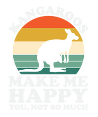 Kangaroos Make Me Happy You Not So Much
These file sets can be used for a wide variety of items: t-shirt design, coffee mug design, stickers,
custom tumblers, custom hats, printables, print-on-demand,