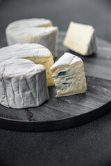 cheese creamy blue intense flavor soft mold cheese food eating cooking appetizer meal snack on the table copy space food background rustic top view