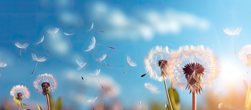 Dandelion in the sky making wishes