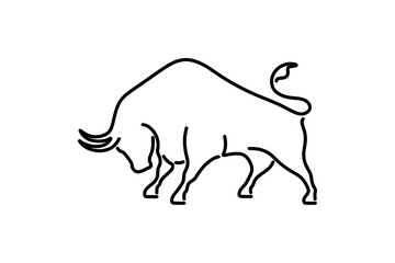 bull logo outline style (black on transparent background) revision