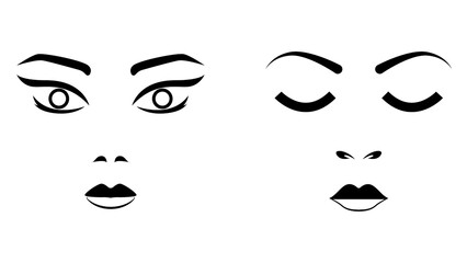 Fototapeta na wymiar Girl facial expression design isolated on white background.