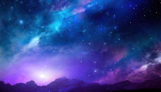 Space background with realistic nebula and shining stars. Colorful cosmos with stardust and milky way. Magic color galaxy.