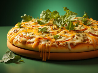 pizza with ham and tomato