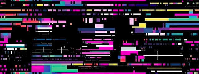 Fototapeta premium Seamless vaporwave art retro 80s glitch pattern. TV, video game error , signal lost texture in black, white for graphics, poster, cards background