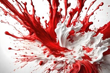 Red and white splash over white background.