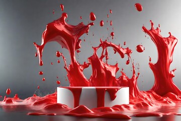 Red and  splash over white background