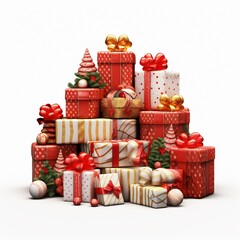 Naklejka premium Merry christmas presents and happy new year gift hamper boxes ai generative