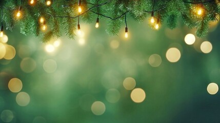 Christmas lights on the branches of a Christmas tree with bokeh background