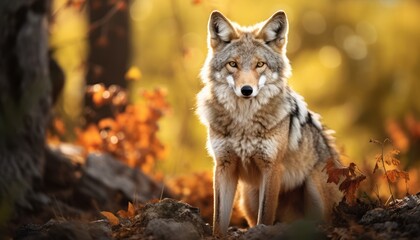 Fototapeta premium Photo of Coyote in the Forest