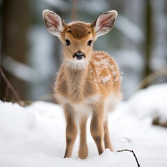 Deer/Fawn in the Snow - Professional Shot