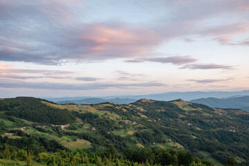 View of the mountains and hills of western Serbia