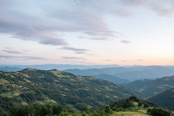 Obraz premium View of the mountains and hills of western Serbia