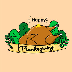 Happy thanksgiving day card in hand drawn style