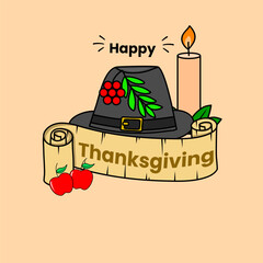 Happy thanksgiving day card in hand drawn style