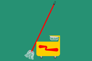 red mop with yellow wringer