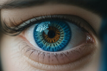 Fototapeta na wymiar Macro image of human blue eye Generative AI