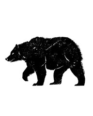 Bear hunting graphic illustration isolated on transparent background