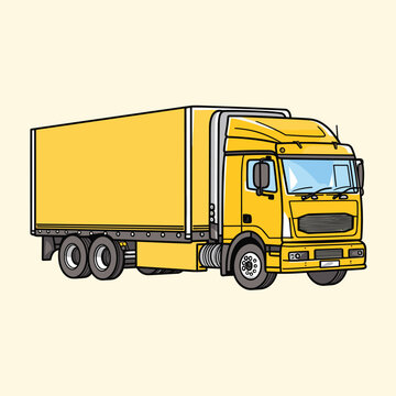 Cartoon truck trailer isolated vehicle vector