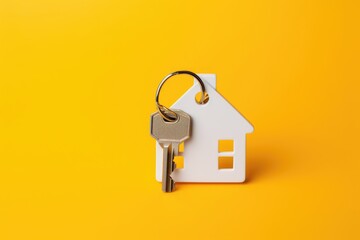 house key isolated on yellow . AI Generated
