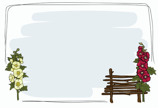 Cartoon template with text frame for power point presentation in Ukrainian style with a set of elements