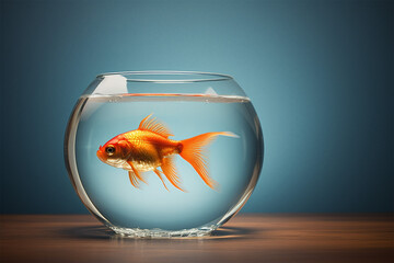 goldfish alone in a glass bowl