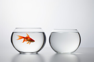 goldfish alone in a glass bowl