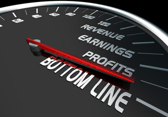 Bottom Line Speedometer Profits Net Earnings Income Make More Money 3d Illustration