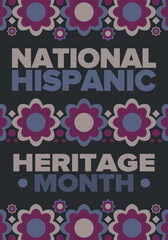 National Hispanic Heritage Month in September and October. Hispanic and Latino Americans culture. Celebrate annual in United States. Poster, card, banner and background. Vector illustration