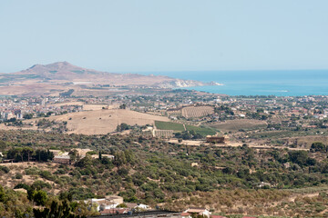 Fototapeta na wymiar Panoramic view of Agrigento, Sicily, Italy. Sea on background