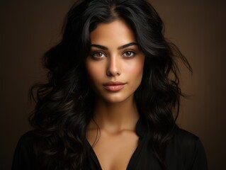 Naklejka premium Caucasian woman with big beautiful dark eyes