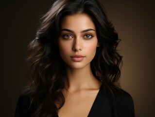 Fototapeta premium Caucasian woman with big beautiful dark eyes