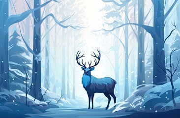 deer in snowy forest Generative AI