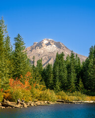 mirror lake with mount hood