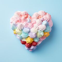 Cake in the heart shape with beze - obrazy, fototapety, plakaty
