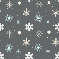 Winter seamless pattern with snowflakes. Christmas vector pattern. Winter card design.