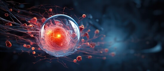 3D illustration of a human cell derived from an embryo - obrazy, fototapety, plakaty