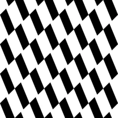 Fotobehang Repeated black slanted strokes on white background. Seamless surface pattern design with polygons ornament. Quadrangular blocks wallpaper. Diagonal dashes motif. Digital paper, print. Checkered vector © funkyplayer