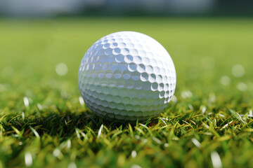 Golf ball on the green grass. High quality photo