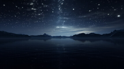 The darkness of night engulfs the horizon, the stars twinkling in the night sky like an array of diamond studs