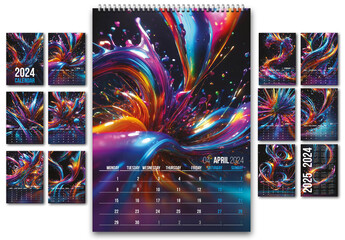 2024 3D Abstract Calendar Sheduler with Generative AI Illustration