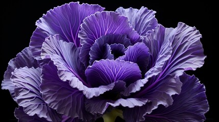 Decorative purple violet unusual cabbage isolated close up macro , beautiful flower - obrazy, fototapety, plakaty