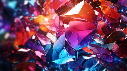 Shattered glass pieces in a rainbow palette - obrazy, fototapety, plakaty