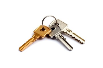 bunch of keys , isolated on white. AI Generated