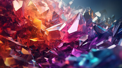 Shattered glass pieces in a rainbow palette